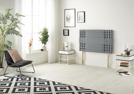 Somnior Beds Bed Centre Flexby Diamante Small Single 82cm Plush Charcoal Headboard With Wooden Struts