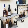 NEOCHY Wine Rack Retro Modern Wall-Mounted Metal Bottle Display Wall Floating Home Living Room Decoration Storage Rack