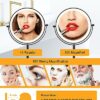 ALHAKIN Rechargeable Makeup Mirror with Lights, 8 inch 10x Magnifying Mirror with 3 Color Lights, Brightness Dimmable Lighted Makeup Mirror for D