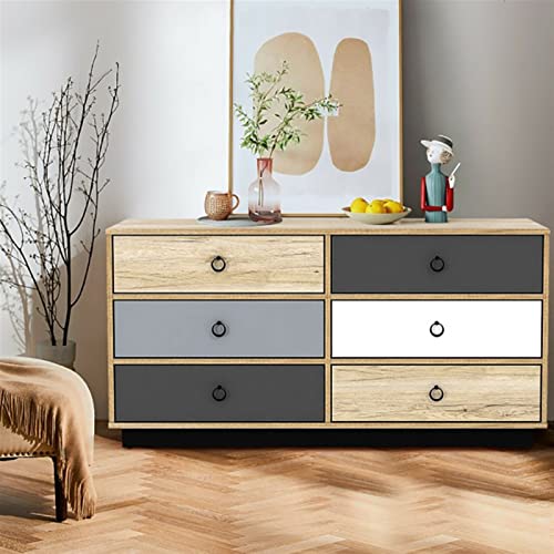 LIUZH 6 Drawer Double Dresser Accent Storage Tower Durable Engineered Wood Simple Style Bedroom Hallway Entryway Storage Cabinets