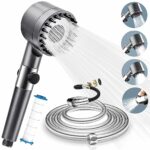 Shower Head Powerful Flow with 3 Spray Modes & Stainless Steel Hose 2M, High Pressure Shower Heads with Massage, Shower Head High Pressure Bathro