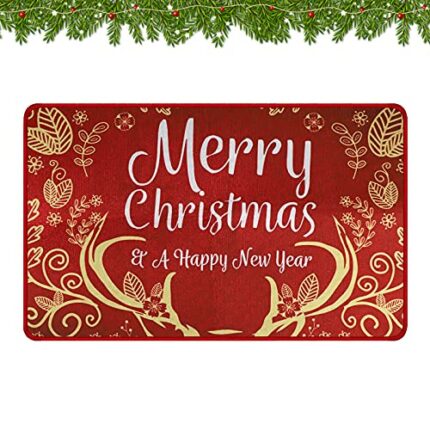 TSLBW Christmas Doormat Printed Non-Slip Rugs Merry Santa Claus Patterned Carpet Floor Door Mat for Entrance Living Room Bedroom Bathroom Xmas Ho
