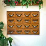 Vintage Apothecary Cabinet with Drawers - 16 Drawer Mountable Library Card Catalog Cabinet w/ Hardware Included - Wooden Medicine Cabinet Apothec