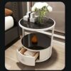 SDFGH Fashion round bedside table simple European side a few creative corners several lockers coffee storage