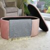 ASPECT Lola Bedroom/Living Room Velvet Storage Ottoman (80x40x40cm, Pink)