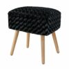 Modern Mink Square Footstool Ottoman,Rectangle Chair with Storage,Rose Pattern Furry Faux Fur Vanity Stool Chair with Metal Legs,Comfy Entryway O