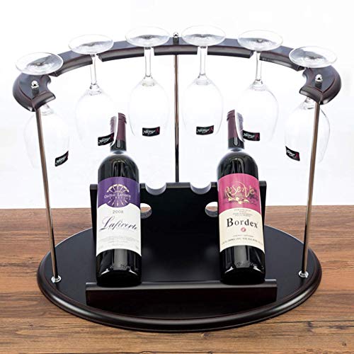 OUSIKA Wine Racks,Wine Glass Rack, Free Standing and Countertop Wine Storage Shelf - Hold 2 Wine Bottles and 6 Wine Glass for Bar Wine Cellar Bas