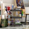SPACEKEEPER Storage Trolley 3-Tier Slide Out Rolling Utility Cart Storage Shelf Rack on Wheels Multi-purpose Shelving Organizer for Office, Kitch