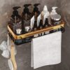 Toilet Rack Bathroom Over The Toilet, Gold Aviation Aluminum Bathroom Storage Organizer Toilet Shelves for organizing Paper With Towel Rack