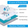 Quilted Waterproof Mattress Protector Double Extra Deep Mattress Topper Double Bed Pad Comfortable and Machine Washable Double Matress Fitted Bed