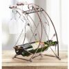 DLOETT Iron Wine Rack- Creative Wine Rack,2 Bottles Swing Iron Art Cup Holder Living Room Countertop Ornaments European Style,Bar Restaurant