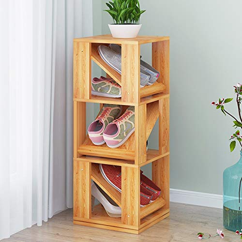 EYHLKM Multifunctional 360 Degree Rotating Storage Rack Creative Wooden Shoes Cabinet Space-saving Shoes Rack (Color : 3Layer)