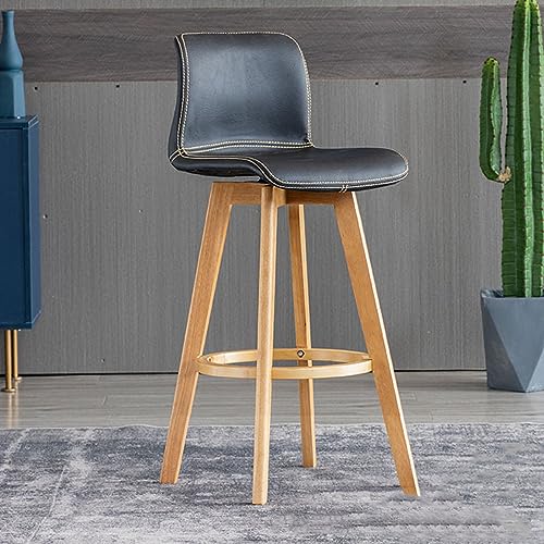 N/A Bar Stools Set of 2, Swivel Bar Chair Rubberwood High Stools, with Upholstered Backrest Seat & Footrest, for Kitchen Counter Dining Room Isla