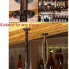 SUCHETA Hanging Wine Rack with Glass Holder and Shelf, Adjustable Height Wine Rack Ceiling Hanging Wine Glass Holder Vintage Wine Bottle Holder R