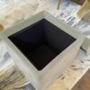 Inspire Me! Home Décor Genevieve Ottoman with Inset Faux Marble Tray Table Lid, Classy Sand Shell Soft Velvet, 43 x 43 x 43 cm, Glamorous Tufted