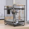 Uten Stainless Steel Draining Rack for Dishes, Dish Drainer with 2 Levels, with Cutlery Holder, Cutting Board Holder, Drip Tray,Non-Slip feet, Ea