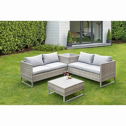 Alfresco Living St Ives Rattan Effect Corner Garden Patio Sofa Table Storage Box Set