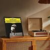 Ammonite Light up Now Spinning Vinyl Record Stand, Now Playing Record Stand, Wooden Acrylic Holder for Vinyl Album Display and Storage Warm White