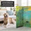 Red Lantern 3 ft. Short Double Sided Works of Monet Canvas Folding Screen Impression Sunrise/Houses of Parliament 3 Panel Freestanding Partition