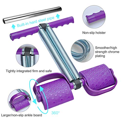 Covvy Elastic Sit Up Pull Rope Dual Spring Tension Foot Pedal Abdomen Leg Exerciser Tummy Trimmer Equipment Bodybuilding Expander for Fitness Yog