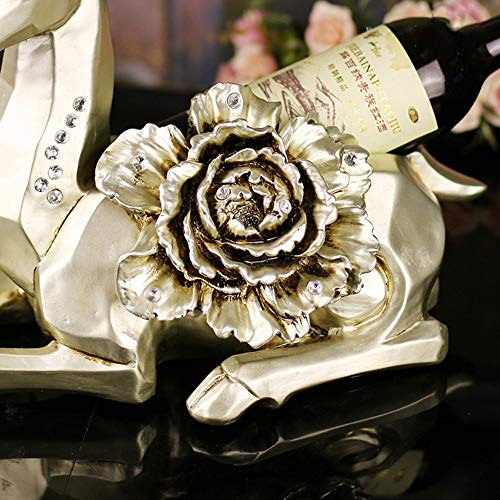 PIBM Stylish Simplicity European Home Decoration Handicraft Factory Direct Resin Lying Deer Wine Rack Peony Business Gifts Wholesale (40 * 25 * 3