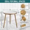 AOJEZOR Round Side Table, Metal End Table, Nightstand/Small Tables for Living Room, Accent Tables Cheap, Side Table for Small Spaces (White & Gol