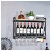 Stylish Simplicity Industrial Wall-Mounted Wine Racks Iron Metal Stylish Simplicity Wine Bottle Racks and Wine Racks Solid Wood Home and Kitchen