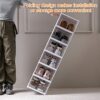 XIYAO Foldable Shoe Storage 6 Tier Front Opening Shoe Organizer-Clear Sturdy Plastic Shoe Storage Box Assembly-Free Foldable Shoe Rack,Plastic Sh