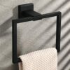 Sayayo Black Towel Rail Hand Towel Holder Towel Ring Wall Mounted for Bathroom Kitchen, SUS304 Stainless Steel Modern Square Design, EGK8009-B