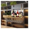 SUCHETA Ceiling Wine Glass Rack Storage Rack Wall-Mounted Adjustable Industrial Wine Rack Hanging Wine Glass Rack Home Bar Multifunctional Displa