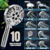 GH1200 Handheld Filter Shower Head High Pressure with10 Modes Quick Installation, Leak- Proof and Clog Resistant Powerful High Pressure Shower He