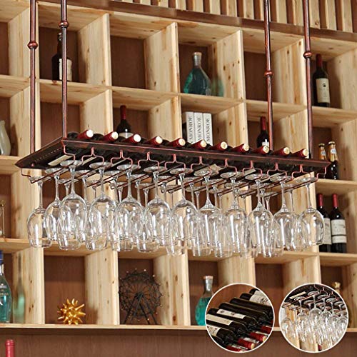 OUSIKA Wine Racks,Ceiling with Metal Frame, Wine Glass Rack Shelf, Red Wine Bottle Glass Holder,60Cm, Wine Storage Display Shelf