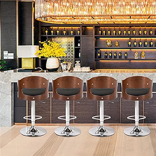 WALNUT 2Pcs Coffee Bar Stool Computer Chairs PU Leather Surface 360 Rotation Height Adjustable with Armrests Teak Color