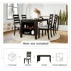 FEER Kitchen 5 Piece Dining Table Farmhouse Wood W/2 Tier Storage Racks 4 Person Kitchen Set W/Upholstered Dining Chair