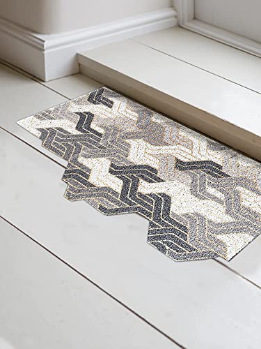 BSPOILED "Shape-It" Door Mat Geo-Wave, PVC Coil Door Mat Hallway Carpet Rug Waterproof Easy to Clean Easy to Cut DIY Doormat (Geo-Wave)