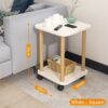 Migfena Small Side Table, 2 Tier Movable Coffee Table with Wheels, Simple Modern Unit Table, Square Sofa Side Tables for Living Room, Bedroom, Of