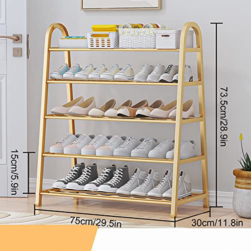 Free Standing 5-Tier Shoe Rack For Closet 15-20 Pairs Metal Shoe Organizer Easy Assembly Shoe Boxes Sturdy Shoe Shelf For Entryway, Garage, Bedro