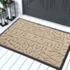 Yimobra Welcome Front Door Mat Outdoor, Heavy Duty Durable Non Slip Doormats, Rubber Backing, Low-Profile Entrance Rugs, Absorbent Resist Dirt, E