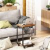 JOISCOPE Rolling Lift Side Table Coffee Table C-shaped End Table, Snack Table Sofa Table with 4 Wheels for Couch, Bed, Dorm, Small Spaces, Bedroo