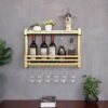 SUCHETA Hanging Wine Rack with Glass Holder and Shelf, Wine Rack Glass Shelf Wall Mounted Wine Shelf Holder Metal Wine Glass Hanging Rack (Color