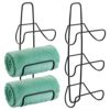 mDesign Wall-Mounted Towel Storage Rack – Hanging Caddy for The Bathroom or Bedroom – Modern Hanging Hooks for Bathroom Storage – Set of 2 – Bras