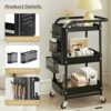 Dripex Storage Trolley on Wheels, 3-tire Metal Kitchen Storage Utility Cart with 1 Removable Pegboards, 2 Baskets, 4 Hooks, Rolling Storage Troll