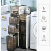 Bathroom Floor Cabinet With Storage Drawers Tower Large Capacity Slim Toilet Paper Storage Cabinet With Wheels Narrow Dresser Tower For Small Spa
