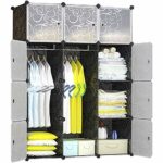 ALREMO HUANGXING - 12 Cube Clothes Closet, Plastic Wardrobe with Doors & 2 Hangers, Combination Armoire, Deeper Cubes Than Normal (45 cm Vs. 35 c