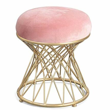 FGHOEV Makeup Vanity Stool, Contemporary Stool,Round Metal Stool,Vanity Stool, Furry Ottoman Stool, Accent Stools