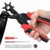 XOOL Leather Hole Punch Plier, Heavy Duty Rotatable Belt Hole Puncher with 6 Different Sizes Used for Belt, Watch Belt, Belt, Shoes, Purses, Clot