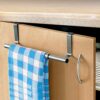 Tatkraft Spread – Over Door Towel Rail – Extendable Towel Holder for Cupboard Drawer Cabinet – Anti-Slip Scratch Protecting - Stainless Steel – 2
