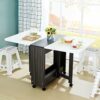 Drop-Leaf Dining Table,Wood Folding Table,Space Saving Retractable Dining Table, Multi-Purpose Kitchen Table-1.35M
