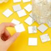 DRERIO 50Pcs Mirror Tiles Self Adhesive Acrylic Mini Square Mirror Small Craft Mirror Tiles Plastic Mirror Tiny Mirror Stickers Mosaic Tiles for