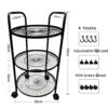 FEER 3 Layer Movable Kitchen Storage Rack Carbon Steel Bathroom Shelf With Wheels Space Saving Trolley Tools (Color : D, Size : 1pcs)